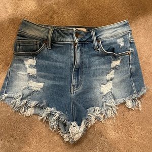 LTJ (Letters to Juliet) denim jean shorts - size S- with rips and frayed bottoms